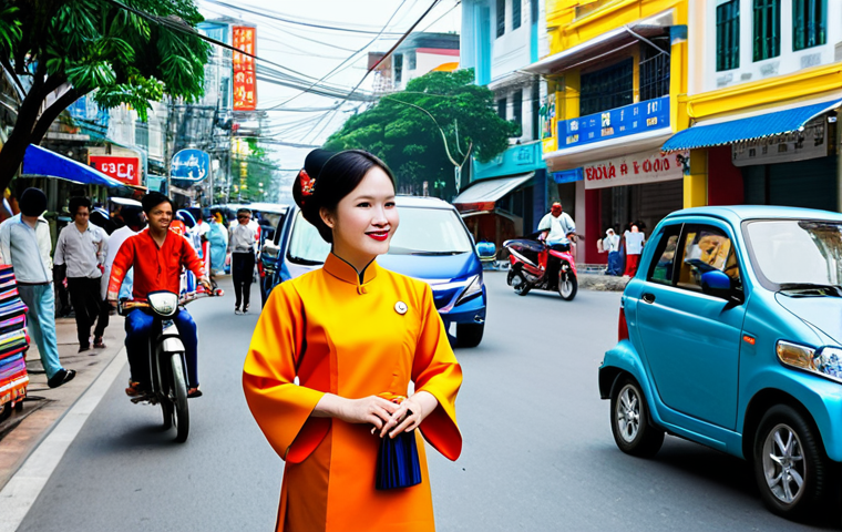 **
"Bustling Ho Chi Minh City street scene, showcasing modern Vietnamese businesses, VND currency visible, traffic, people in traditional Ao Dai and modern clothing, vibrant colors, safe for work, appropriate content, fully clothed, professional photography, daytime setting, clear focus, high quality."
**