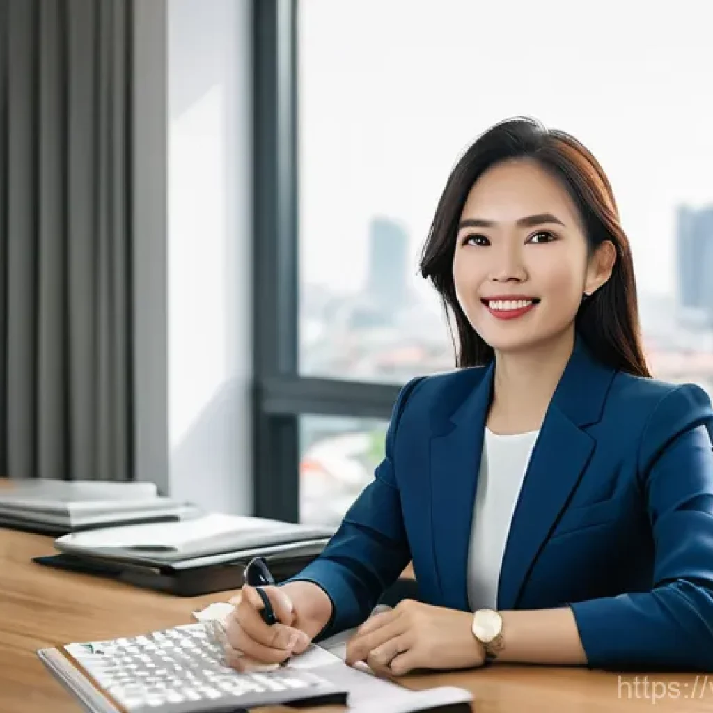 외환관리사 업무용 소프트웨어 활용법 - **Prompt:** A successful Vietnamese female forex trader in her late 20s, with a confident and relaxe...