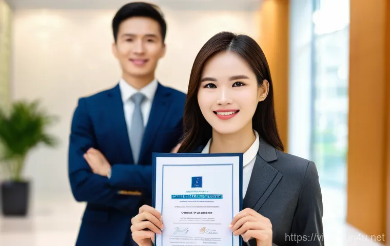 외환관리사와 자격증 취득 성공 사례 - A focused young Vietnamese student, dressed in a smart casual polo shirt, sitting at a modern desk. ...