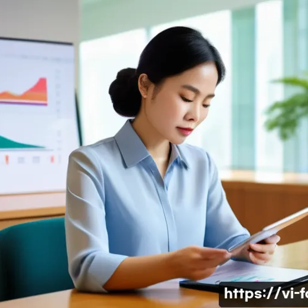 외환관리사와 외환 정책 변화 분석 연구 - **Prompt:** A serene and focused Vietnamese woman, in her late 30s, wearing a smart business-casual ...