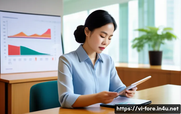 외환관리사와 외환 정책 변화 분석 연구 - **Prompt:** A serene and focused Vietnamese woman, in her late 30s, wearing a smart business-casual ...