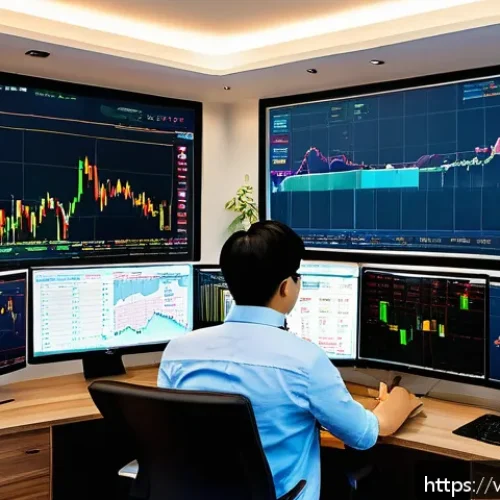Home 30 외환관리사와 외환 관리 성공 사례 - A detailed digital art scene depicting a Vietnamese forex trader in a modern home office, surrounded...